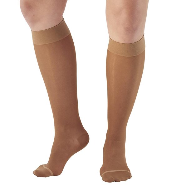 AW Style 16 Sheer Support Closed Toe Knee Highs - 15-20 mmHg Wide Calf