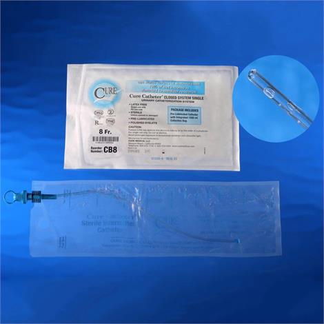 Catheter, Cure Unisex Straight/Coude Tip Single Closed System Multiple Sizes
