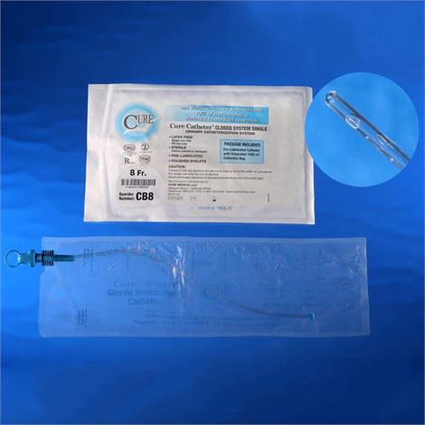 Catheter, Cure Unisex Straight/Coude Tip Single Closed System Multiple Sizes Catheter, Cure Unisex Straight/Coude Tip Single Closed System Multiple Sizes