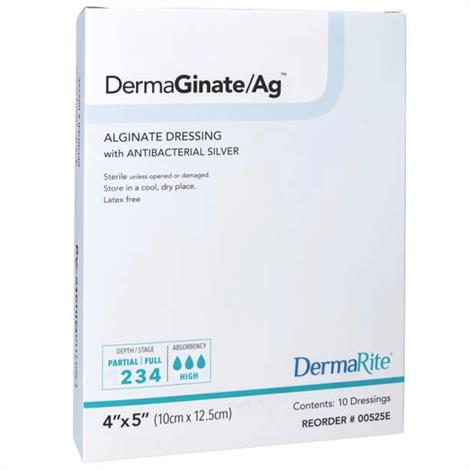 DermaRite DermaGinate Ag Alginate Dressing with Antibacterial Silver Multiple Sizes DermaRite DermaGinate Ag Alginate Dressing with Antibacterial Silver Multiple Sizes