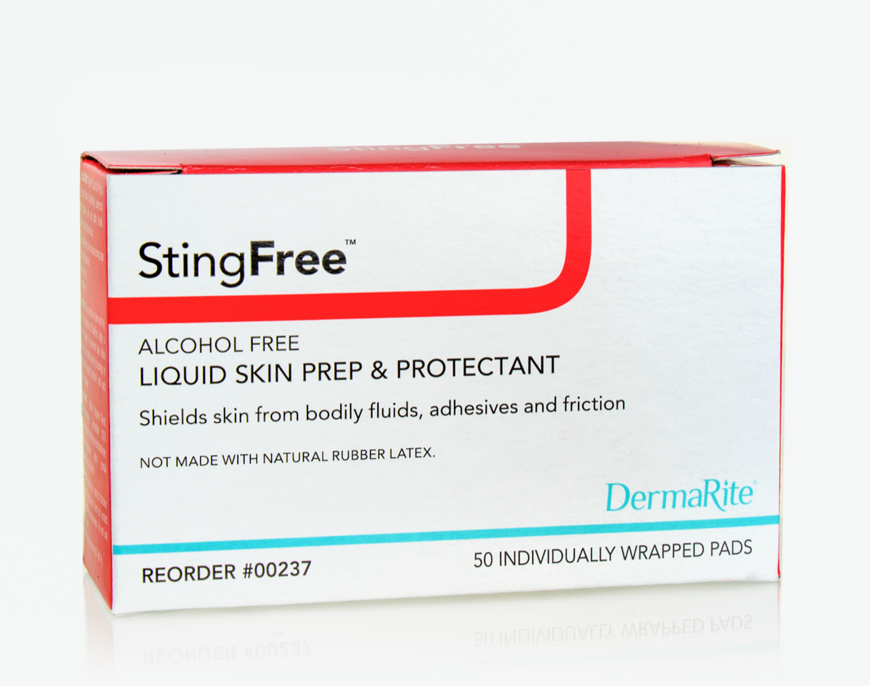 DermaRite StingFree Alcohol Free Liquid Skin Prep/Protectant Pads 50 ea