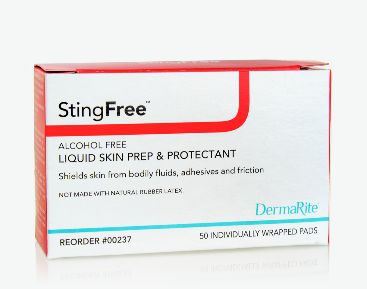 DermaRite StingFree Alcohol Free Liquid Skin Prep/Protectant Pads 50 ea DermaRite StingFree Alcohol Free Liquid Skin Prep/Protectant Pads 50 ea