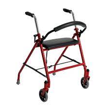 Drive Medical Two Wheeled Walker with Seat, Red